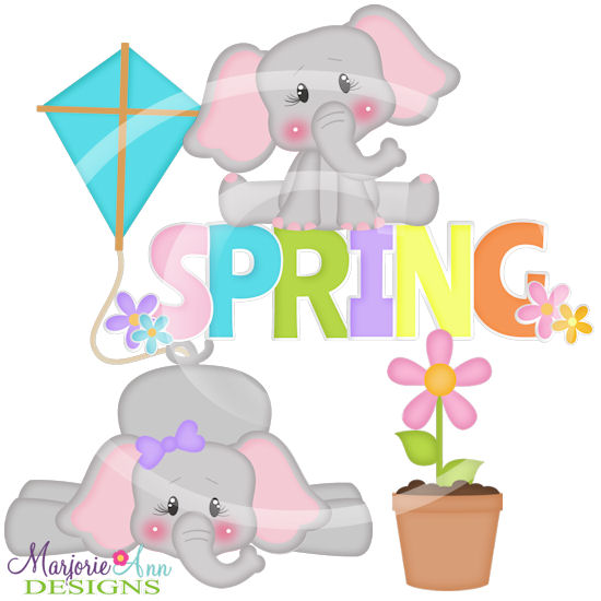Spring Has Sprung Elephants SVG Cutting Files + Clipart - Click Image to Close